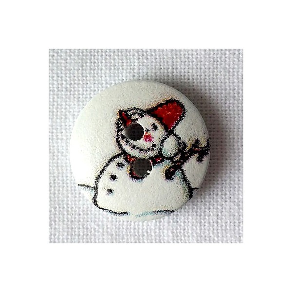 Bouton bois Bonhomme de neige