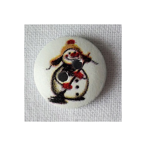 Bouton bois Bonhomme de neige